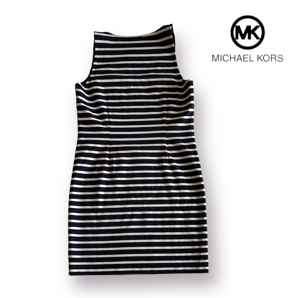 Michael Kors Nautical Navy & White Striped Sleeveless Stretch Mini Dress - Picture 3 of 8